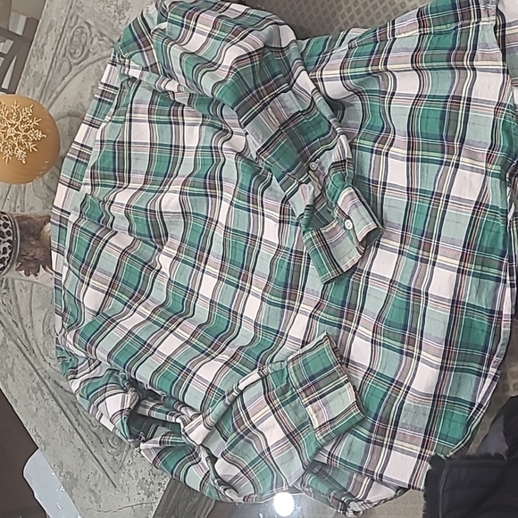 𝅺ralph Lauren Green Multi Color Checkered Collar Shirt New Large - Picture 6 of 7